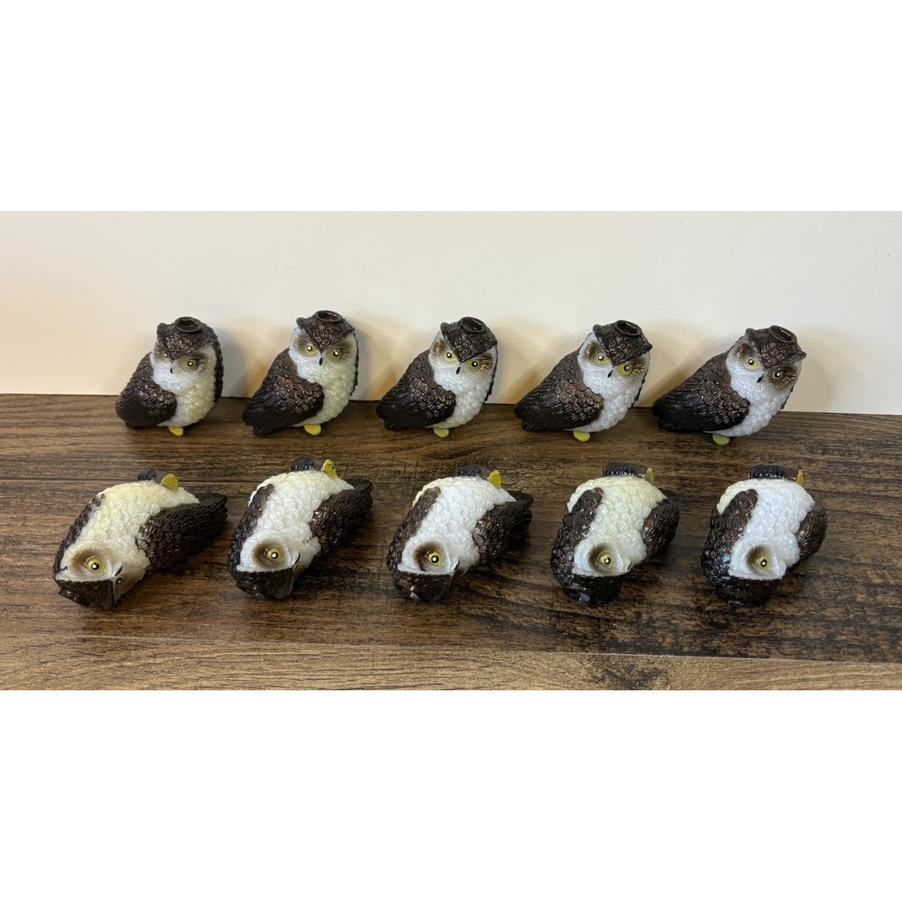 Lot Of 10 Kurt Adler 2.75" Brown Owl Plastic Light String Cover Figures Owls